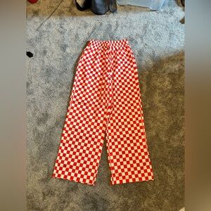 Shein Red and White Checkered Pants